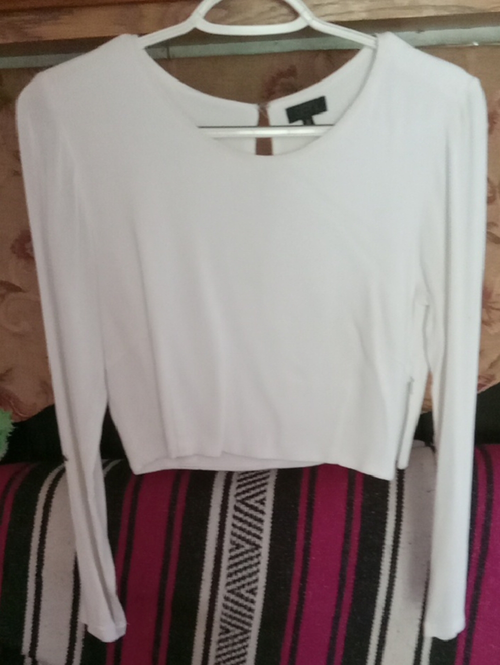 Women's White Long-Sleeve Crop Top by H&M